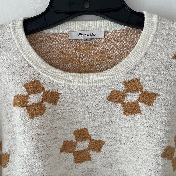 Madewell Cream Tan Aneeta Jacquard Pullover Crewneck Sweater 37140 - Picture 5 of 9